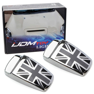 #ad Black UK Union Jack Style Window Wiper Washer Spray Nozzle Cover For MINI Cooper $18.09