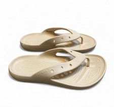 Crocs Thong Flip Flop Sandals M6 W8 Ivory Lightweight Comfort Slide Beach Casual