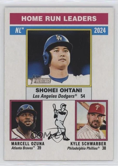 2025 Topps Heritage League Leaders Kyle Schwarber Marcell Ozuna Shohei Ohtani