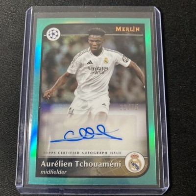 2024-25 Topps Chrome Merlin Aurelien Tchouameni Aqua Refractor Auto #/75