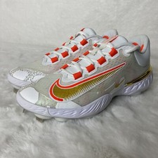 Nike Alpha Huarache Elite 4 Low White Gold Baseball Cleats Size 7.5 FD2745-161