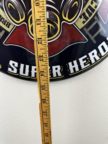Firefighters Curved Circular Metal Sign Firefighters Real Super Heroes 15 in New - Picture 5 of 7