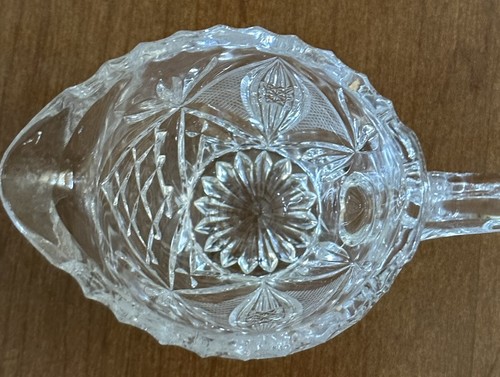 3-Piece Vintage Clear Heavy Cut Glass Creamer, Sugar Bowls + Tray Set•Heavy VGC - Picture 11 of 12