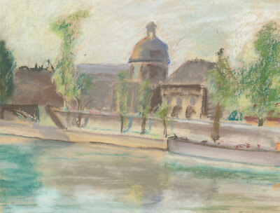 Mid 20th Century Pastel - Town On The River