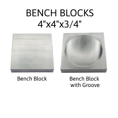 Set of 2 Different Bench Blocks Steel Square 4'' x 4'' x 3/4'' - Metal Forming Tool