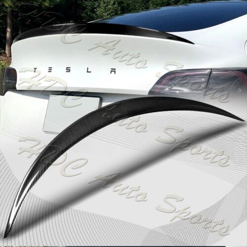 Pour 2020-2024 Tesla modèle Y style OE véritable aile de spoiler coffre arrière en fibre de carbone - Photo 1/6