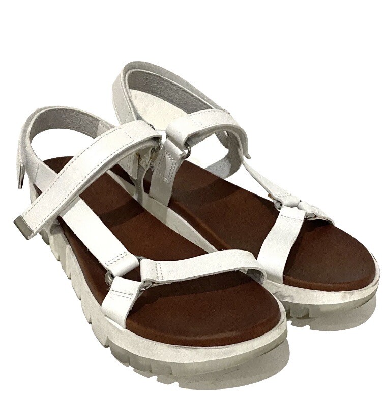 SAOLA Mia sandali scarpe donna flatform caviglia bianco vegan pelle suola gomma misura 9 5