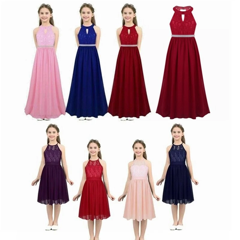 UK Kids Wedding Bridesmaid Gown Flower Girls Dress Evening Party Formal Costume