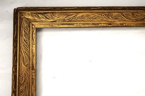 ANTIQUE WOOD FITS 7" X 15" PICTURE FRAME ORNATE GOLD GILT ARTS CRAFTS NOUVEAU - Picture 11 of 23