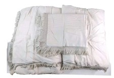 New Twin Size Comforter Set Beige Microfiber Fringed Bedding Bedspread