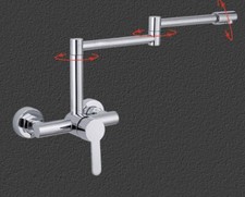 1 PC 20in Modern Stainless Steel Retractable Double Joint Wall Mount Tap