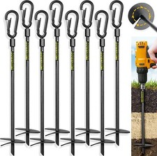 Heavy Duty Ground Anchors, 18in 4/8pk Black Shed Anchor Kit Ground Stakes