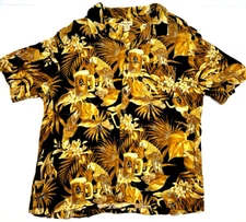 Panama Jack Hawaiian Mens XXL Button Up Shirt Beer Parrot Black Gold Party Beach
