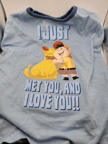 UP Russell & Dug I Just Met You & I Love You PET T-SHIRT Size Large Disney Tails