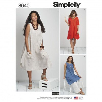 Simplicity Nähmuster 8640 Kleider, Tuniken, Tops BB (20W-28W)