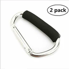 2PC Large D Shape Carabiner 485lbs with Grip Camping Handhold Clip Hook