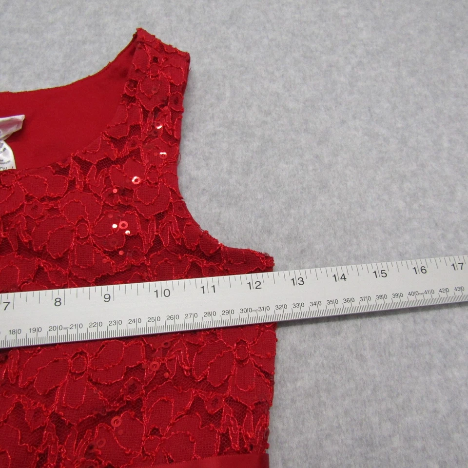 Vestido Niñas Talla 12 Rojo Flor Malla Sin Mangas Boda Fiesta Príncipe Bautizo Foto 3 de 4