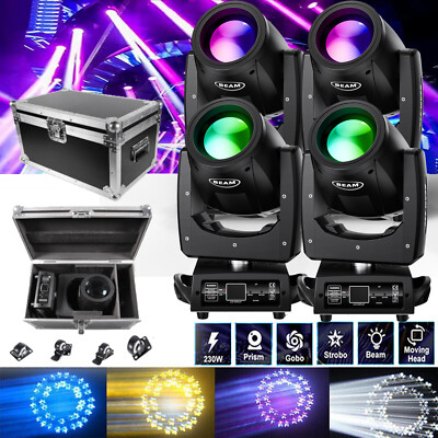 4x 230W 7R Sharpy Beam Moving Head DJ Scheinwerfer Spot Bühnenlicht + Flightcase
