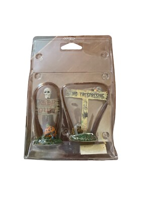 Lemax Spooky Town Collection Scary Signs Set of 2 Keep Out! & No Trespassing