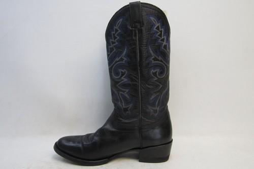Ferrini Mens Size 10 D Blue Black Leather Cowboy Western Boots - Picture 2 of 11