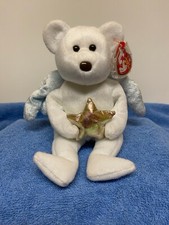 Beanie Baby "Star" the Angel bear with Gold Star and blue wings, Bday 11/19/2002
