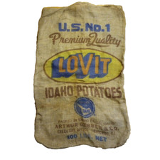 Vintage US No. 1 saco de arpillera Idaho Potatoes LOVIT Arthur Gerber & Co 100 lb