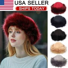 Women's Winter Russian Fluffy Faux Fur Headband Hat Warm Thick Ear Snow Ski Cap
