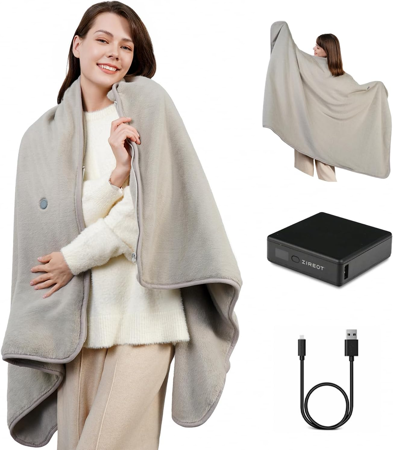 Portable Cordless Heated Blanket with Battery Pack and Infrared Heating