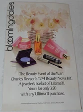 Bloomingdales Charles Revson's 1974 Beauty News Kit Ultima II Advertisement