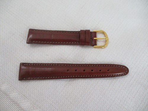 made usa ECHTES GLATTLEDER UHRENARMBAND ARMBAND 18 MM BRAUN GOLD SCHLIESSE