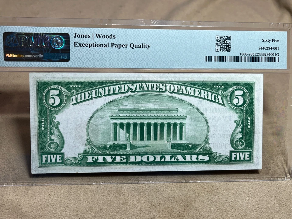 $5 1929 Evansville Indiana IN National Currency Bank Note Bill 2188 UNC65EPQ PMG - Image 4 of 4