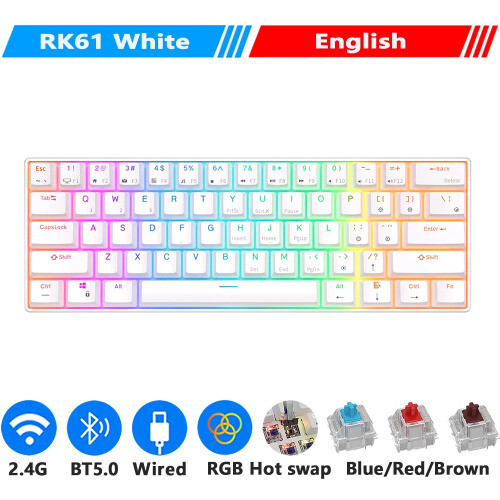 BT5.0/2.4G/USB Mechanical Keyboard 60% 61 Keys RGB Bluetooth Wireless - Picture 14 of 26
