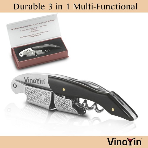 All In One Waiter's Corkscrew Gift Set - Stainless Steel with Ebony Wood Handle - 第 14/16 張圖片