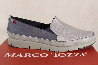 Marco Tozzi Ballerines Pour Femmes Bleues Argentées 24600 NEU! - Photo 1/4