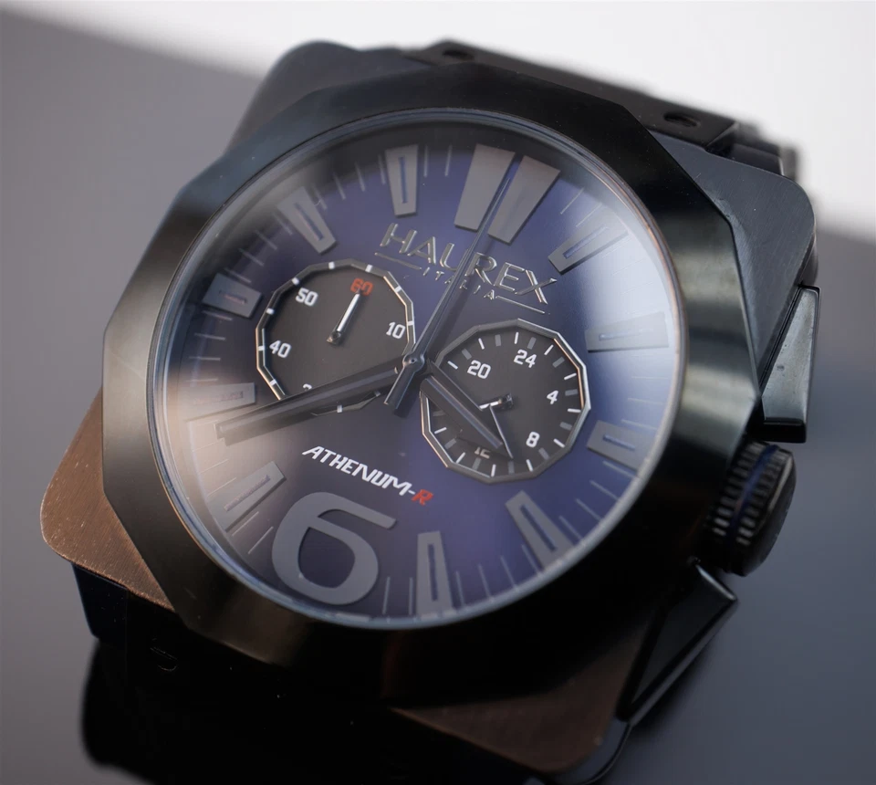 Reloj Haurex Athenium-R Cuadrado Cronógrafo Azul/Negro Esfera Humo 3N372UNB Foto 3 de 4