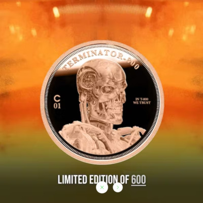 2022 T-800 Terminator T2 Judgement Day The Chive KCCO Solid Copper 1 OZ Coin