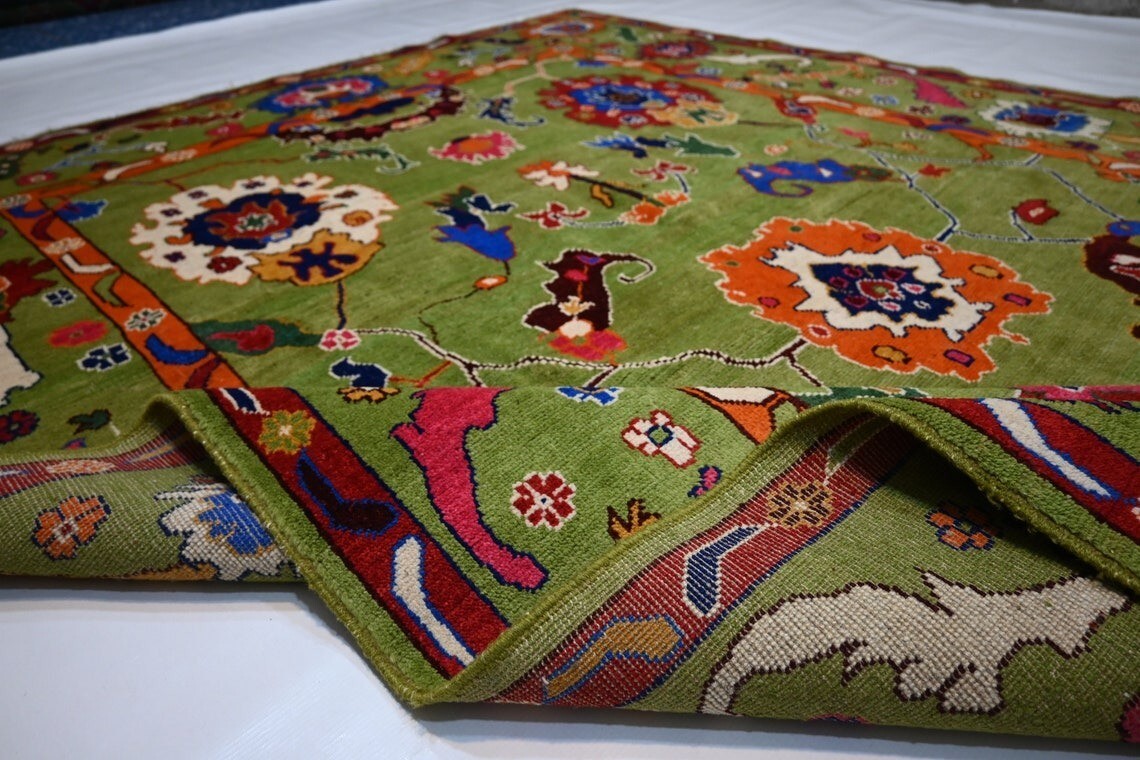 Made to order Green Oushak Rug Oriental Hand Knotted  Wool Carpet Area Rug