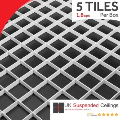 UK SUSPENDED CEILINGS 5 Air Vent / Light Louver For Suspended Ceilings 595x595mm Plastic Eggcrate