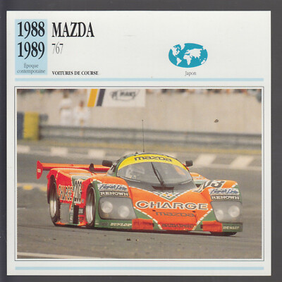1988-1989 MAZDA 767 Japanese Le Mans Racing Car Photo Spec Sheet