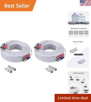 All-in-One BNC Video Power Cables 30M with RCA Adapters for Enhanced Security