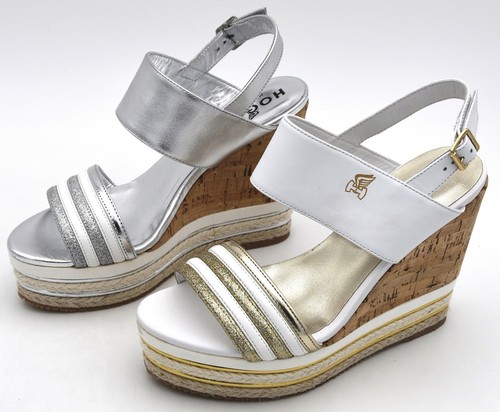 HOGAN H442 DONNA SCARPA SANDALO CON ZEPPA CASUAL TEMPO LIBERO ART.  HXW4420BK00 | eBay