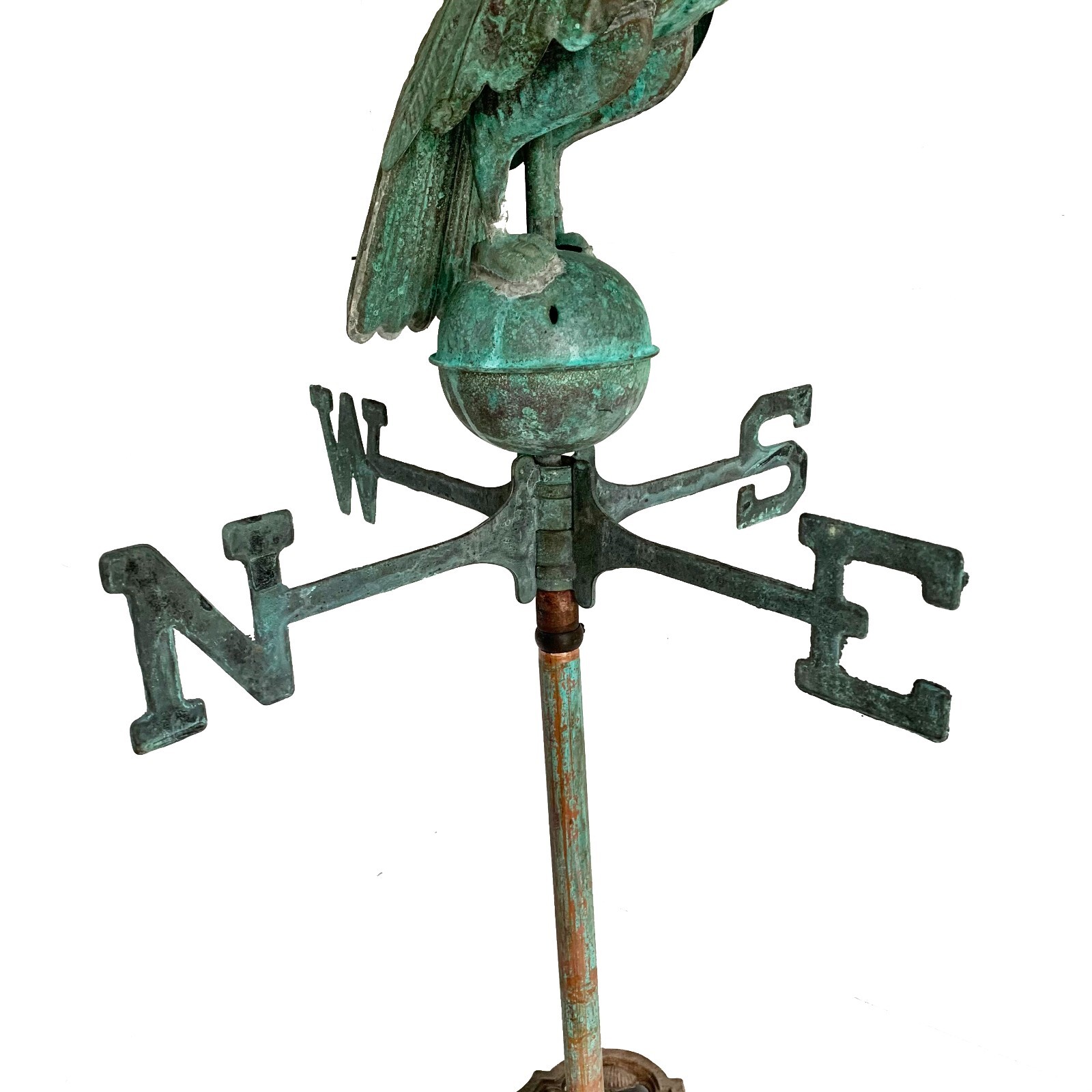 Antique Vintage Copper Eagle Weathervane Directionals on Custom Iron