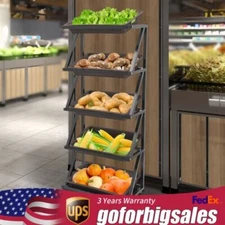 Retail Display Rack Market Shelf Fruit Vegetable Snack Basket With Five Baskets