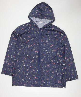 Anne de Lancey Damen Regenmantel Jacke blau geblümt Größe L Reißverschluss