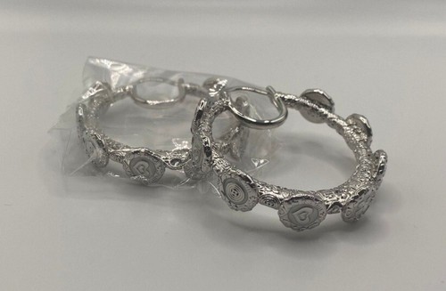 Rhodium Plated Stylish Hoop Dangle Earrings - Picture 7 of 7
