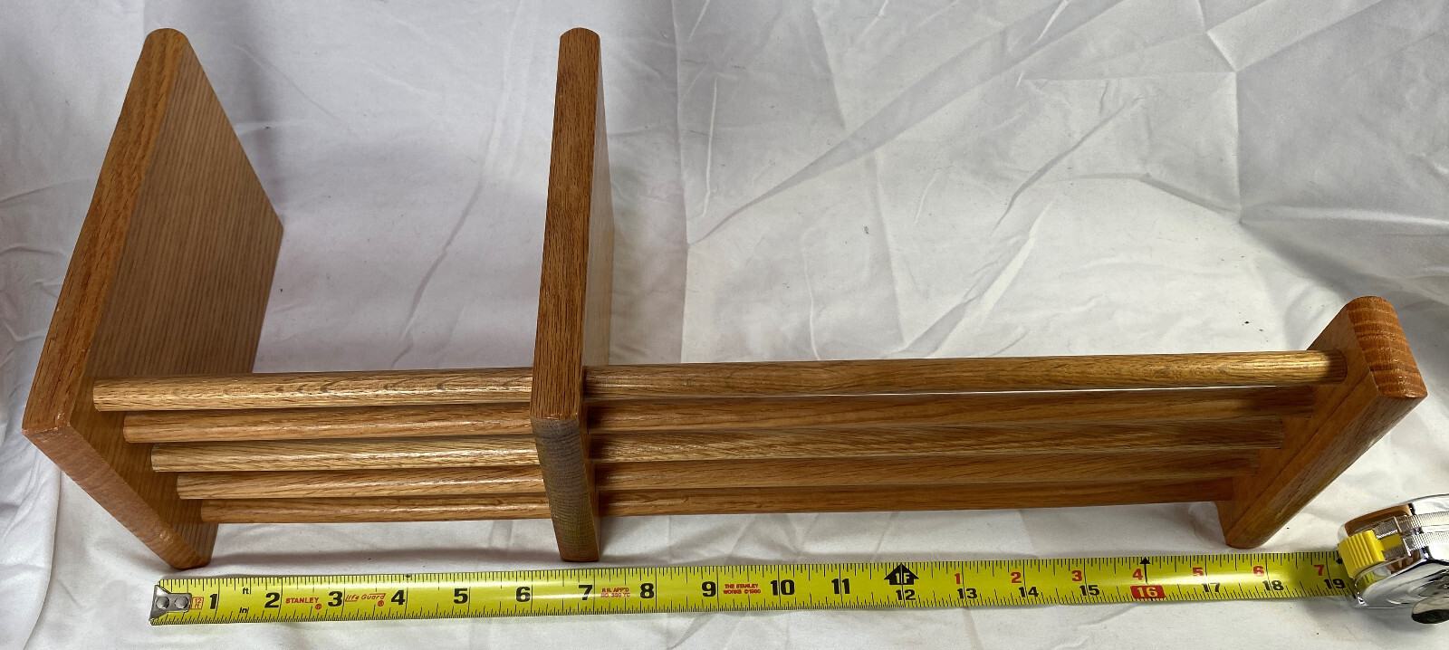 Vintage Oak Desktop Adjustable Expanding Book Shelf for books, CDs or DVDs