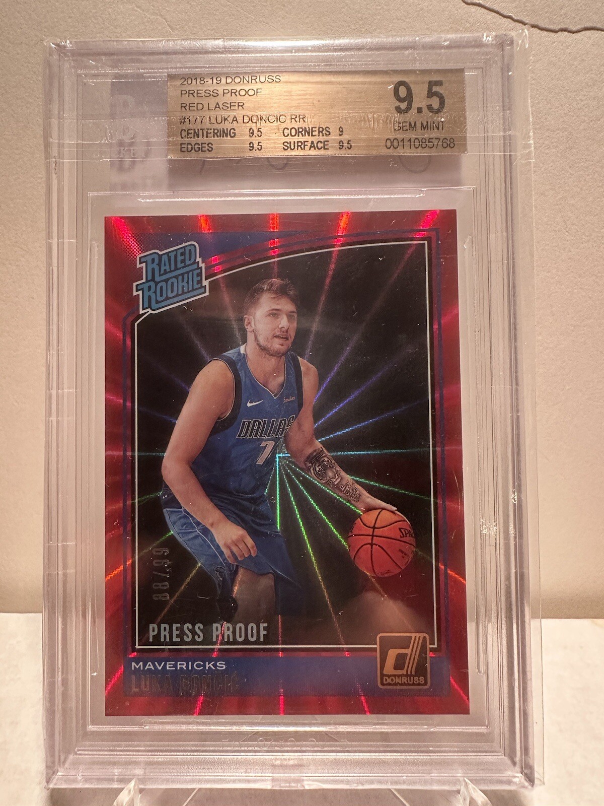 Luka Doncic 2018 Donruss Press Proof Rated Rookie Red Laser /99 BGS 9.5 🔥