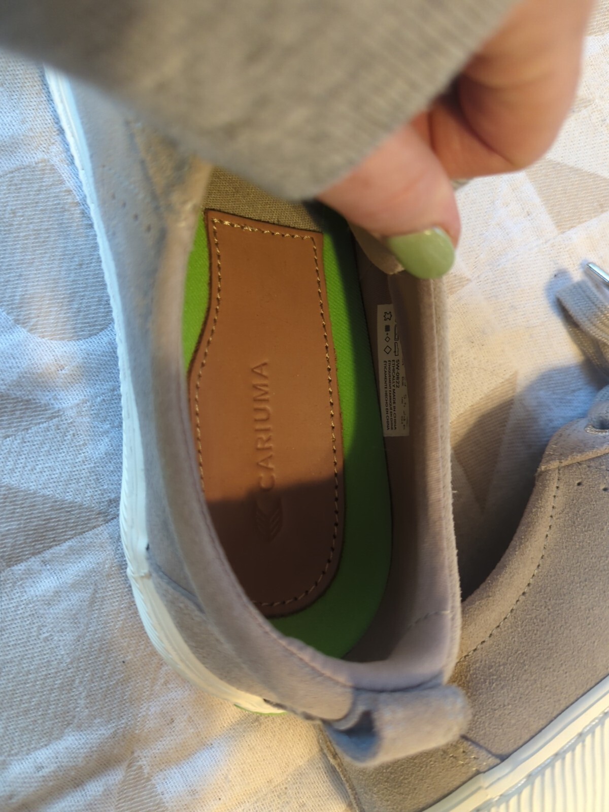 SAOLA Sneakers Cariuma OCA basse stringate suola sughero tela grigio taglia donna 8 uomo 6 5