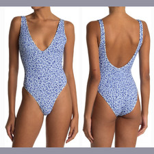NEW Bond-Eye  Medium  Animal Leopard V-Mine One-Piece Swimsuit BABY BLUE #4659