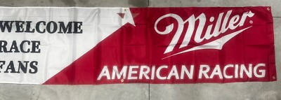 Miller Beer Welcome Race Fans NASCAR Banner Sign 2x8ft Miller American Racing